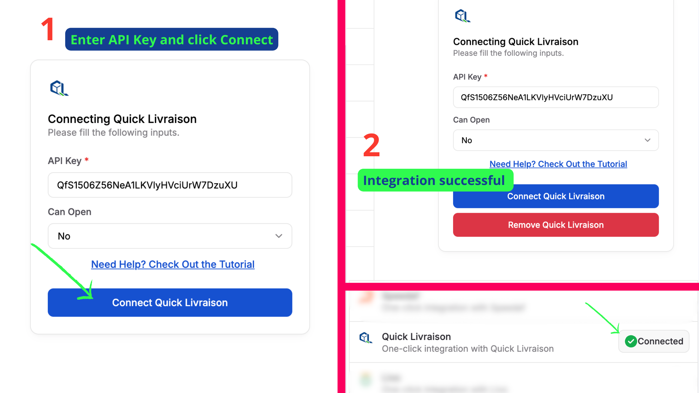 QuickLivraison integration final step