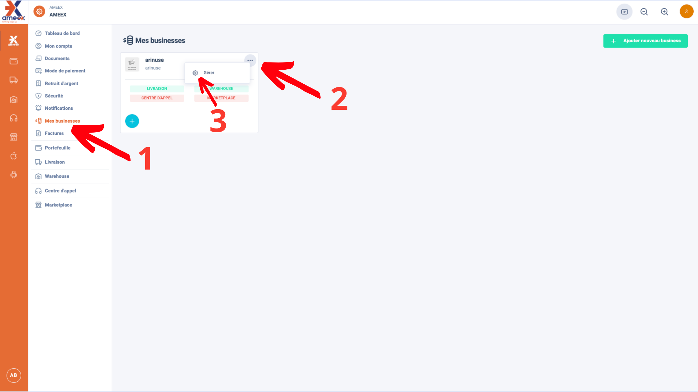 Ameex got to API section